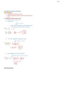 Rules of Differentiation - AP Calculus - Lecture Notes - Docsity