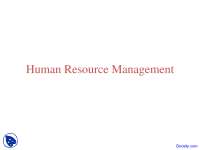 Human Resource Management - Retail Managment - Lecture Slides