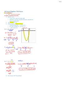 Interval Notation - Advanced Algebra - Lecture Handout - Docsity