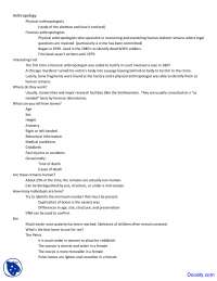 Anthropology - Forensic Science - Lecture Notes