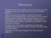 Effects and Risks of Marijuana, LSD, PCP, Alcohol, Barbiturates, and Tranquilizers