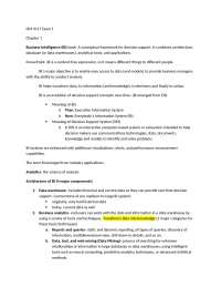 Data Mining and Warehousing, Business Intelligence - Exam 1 | ISM 4117 ...