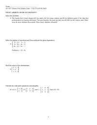 Honors PreCalculus Quiz: Solving Short Answer Problems and Systems of Equations