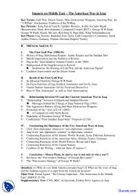 Impacts on Middle East - The Post World War - Lecture Notes
