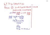 Identities in Trigs - Pre Calculus - Lecture Handout
