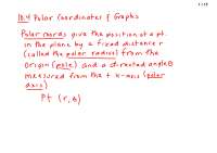 Polar Coordinates - AP Calculus BC - Lecture Notes