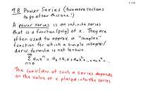 Power Series - AP Calculus BC - Lecture Notes