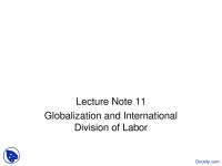 Globalization & International Division of Labor: Historical & Contemporary Implications