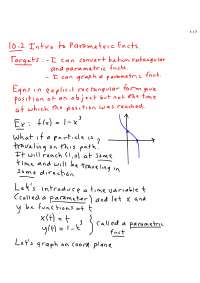 Parametric Functions - AP Calculus BC - Lecture Notes