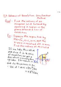 Volume of Revolution - AP Calculus BC - Lecture Notes
