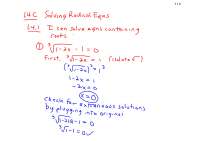 Finding Solution of Radical Equations - Pre Calculus - Lecture Handout