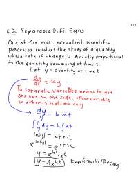 Separable Eqn - AP Calculus BC - Lecture Notes