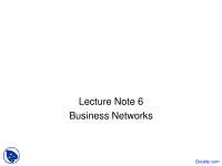 Business Networks - Sociology in Economic Life - Lecture Slides