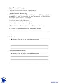 Affirmative Action Arguments - Sex Inequality - Exercise
