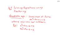 Zero Product - Intermediate Algebra - Lecture Handout
