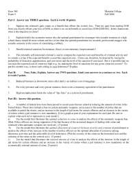 Criminal Sanctions - Law and Economics - Exam