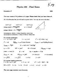 Constant Acceleration - General Physics - Solved Exam