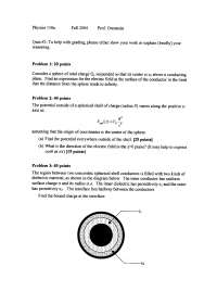 Expression for Electric Field - Electromagnetism and Optics - Exam