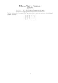 Determinant - Linear Algebra - Exam