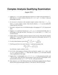 Harmonic Function - Complex Analysis - Exam - Docsity