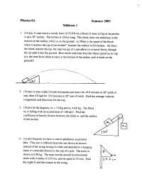 Speed of Block - Introductory Physics - Solved Paper