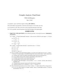 Justification - Complex Analysis - Exam - Docsity