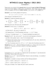 Subspace - Linear Algebra - Exercise - Docsity