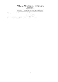Augmented Matrix - Linear Algebra - Exam