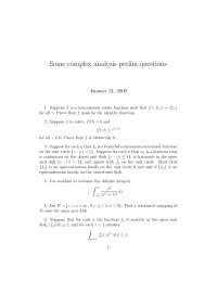 Identity Function - Complex Analysis - Exam - Docsity