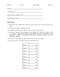 Parametric Equations - Multivariate Calculus - Exam