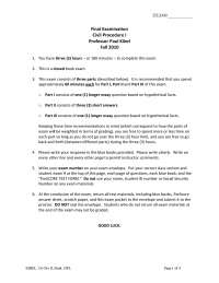 Federal Copyright Law - Civil Procedure - Past Exam