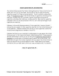 Tobacco Control Act - International Trade Regulation - Past Paper