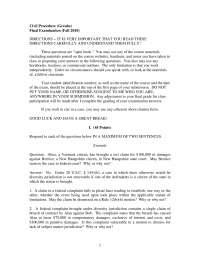 Applicable Statute of Limitations - Civil Procedure - Past Exam
