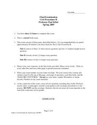 Four Corners - Civil Procedure - Past Exam