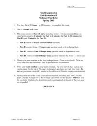Duplicity Prohibition - Civil Procedure - Past Exam