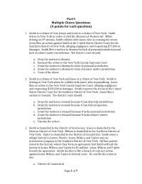 Lack of Personal Jurisdiction - Civil Procedure - Past Exam
