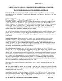 Proposed Merger - Mergers and Acquisitions - Past Exam
