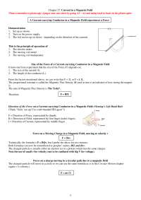 Current in Magnetic Field - General Physics - Lecture Notes - Docsity