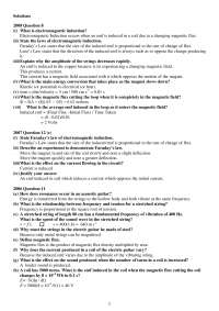Electromagnetic Induction - General Physics - Solved Exam - Docsity