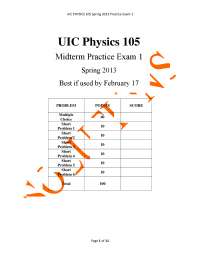 Midterm Practice Exam 1 with Answer Key | Introductory Physics I | PHYS ...
