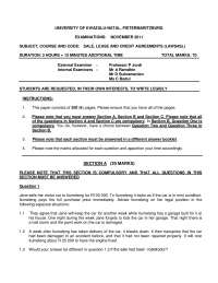 Secure Payment of Arrear Rental - Sales Law - Exam