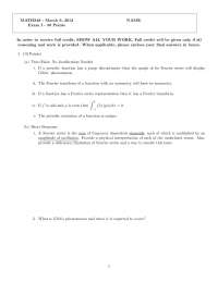 Fourier Transform - Fourier Analysis - Exam