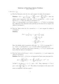 Radius of Convergence - Fourier Analysis - Exam