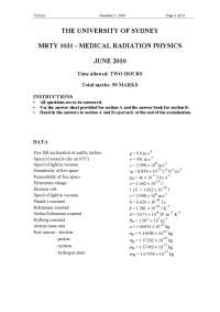 Order of Increasing Energy - Medical Radiation Physics - Past Exam