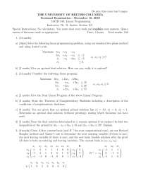 Linear Programming - Linear Programming - Exam