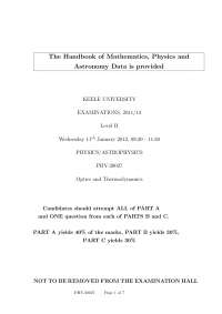 Michelson Interferometer - Optics and Thermodynamics - Past Paper - Docsity