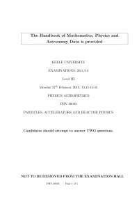Gell Mann Nishijima Formula - Particles, Accelerators and Reactor Physics - Past Paper