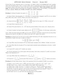 Subspace - Matrix Methods - Solved Exam - Docsity