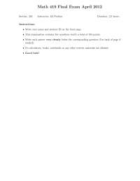 Math 419 Final Exam: A Comprehensive Examination of Probability and Stochastic Processes
