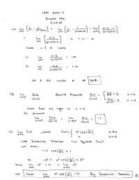 Requested Limits - Calculus One for Engineers - Solved Exam - Docsity